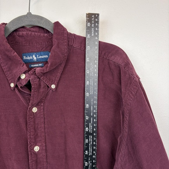 Ralph Lauren Shirt Mens XLT Tall Purple Corduroy Long Sleeve Button Down Casual - Picture 8 of 10